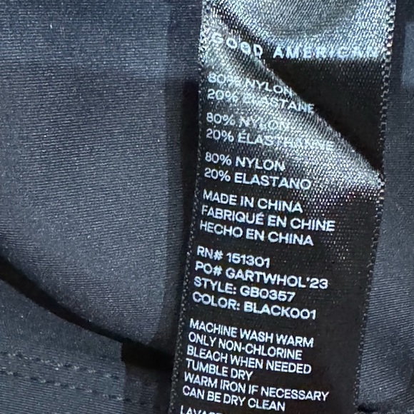 Good American Sz XS Black Bodysuit Scuba Crew Minimalist Classic Long sleeve New - Picture 6 of 7